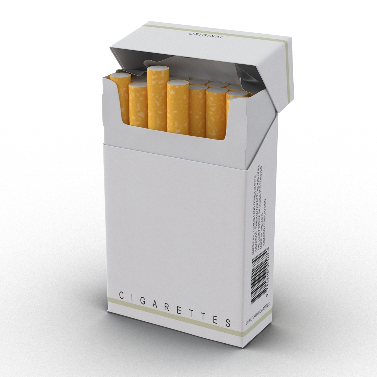 3d model opened cigarettes pack modeled