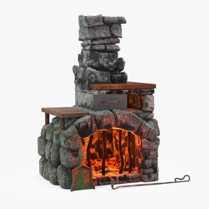 3d fireplace cartoon