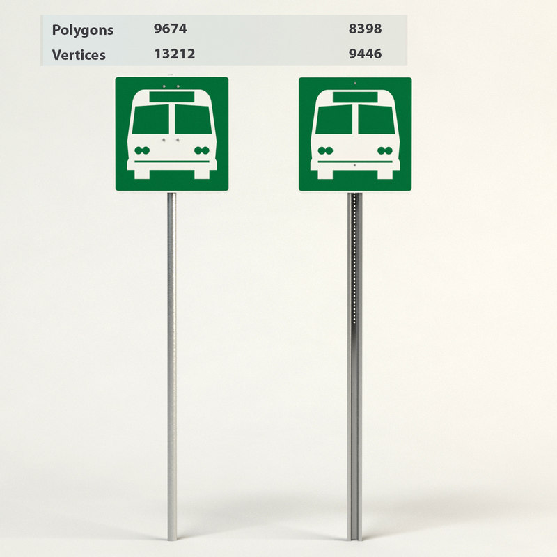 3d bus stop signs model