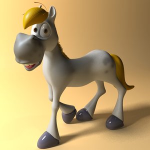 cartoon horse rigged anime 3d model