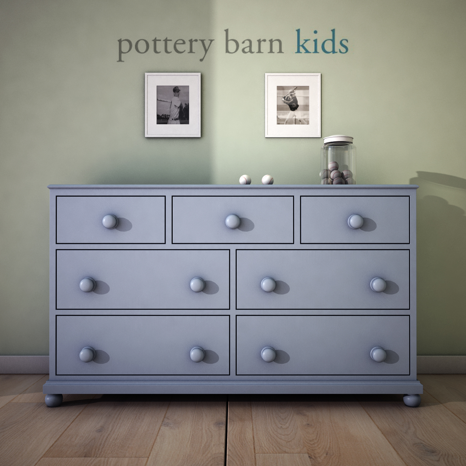 3d Model Potterybarn Catalina Extra Wide Dresser