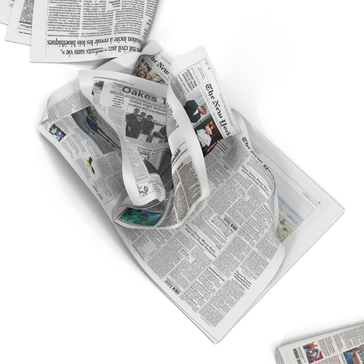 newspaper litter modeled 3ds