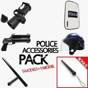 3d 3ds pack police accessories