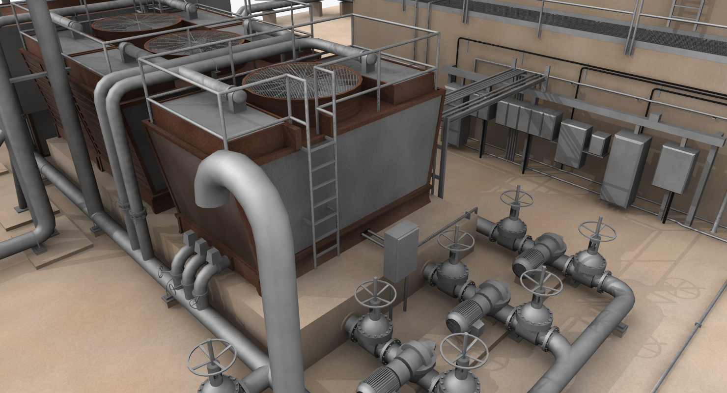 穿梭冷却塔3d模型