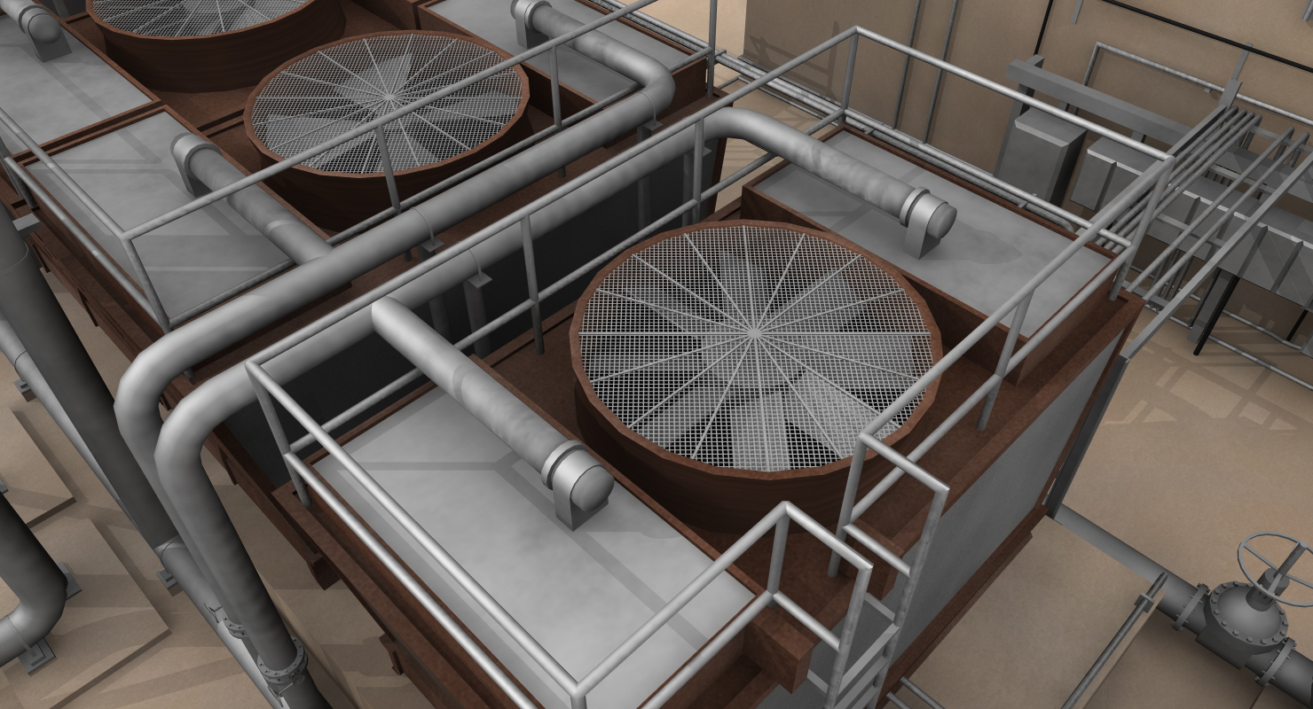 穿梭冷却塔3d模型