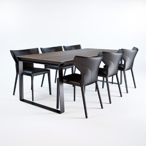 omega-table-and-pigreco-chairs 3d model