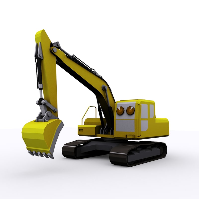 3d model cartoon excavator