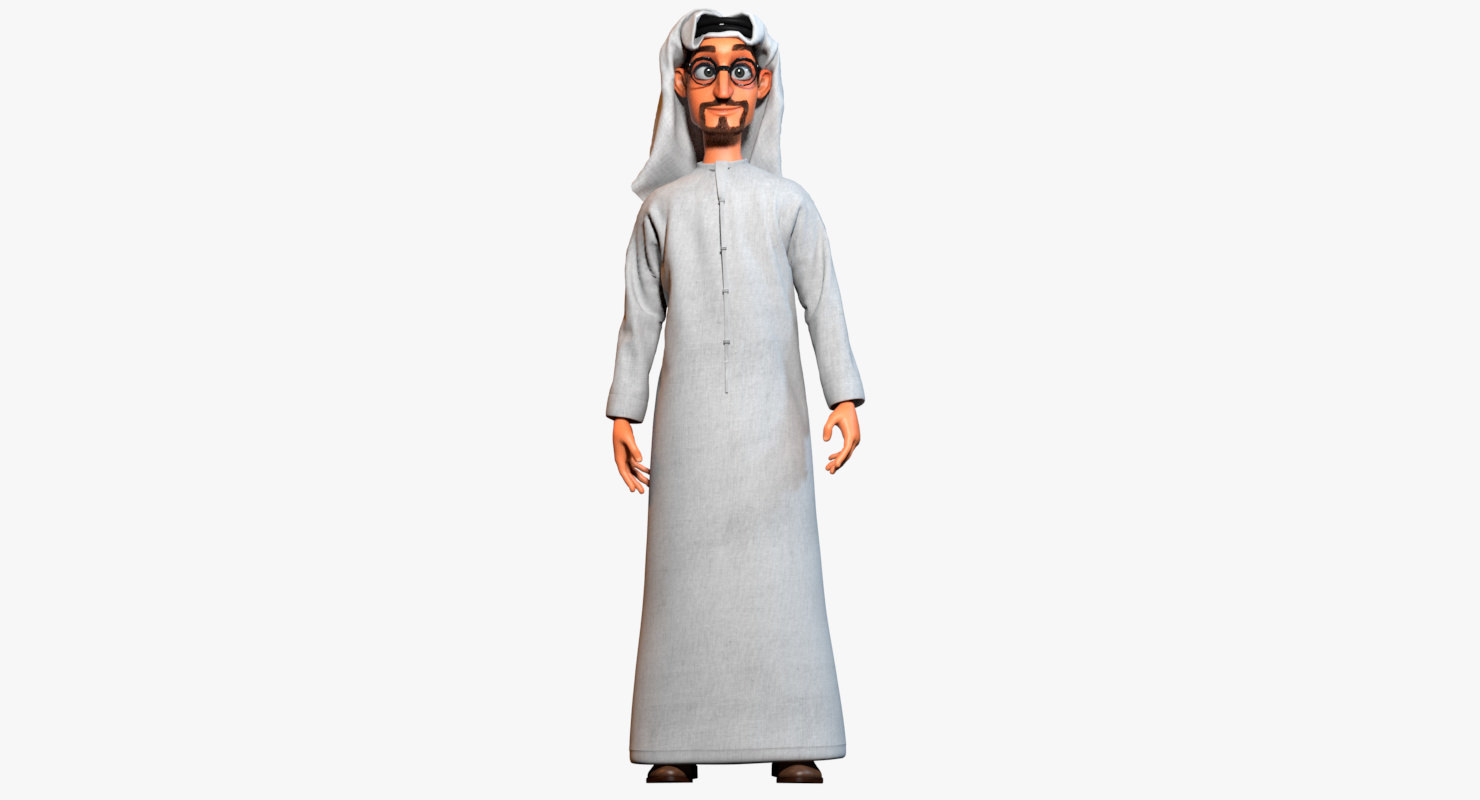 3d rigged cartoon arab man body