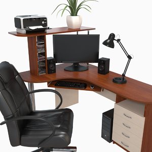 3d workstation desk model