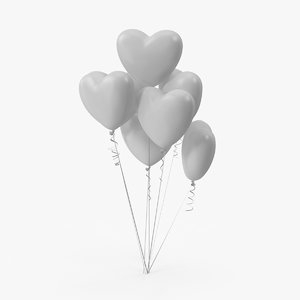 3d max bunch heart shaped balloons