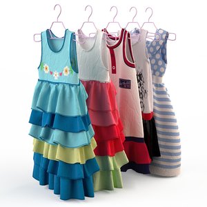 fashion clothing baby girls 3d model