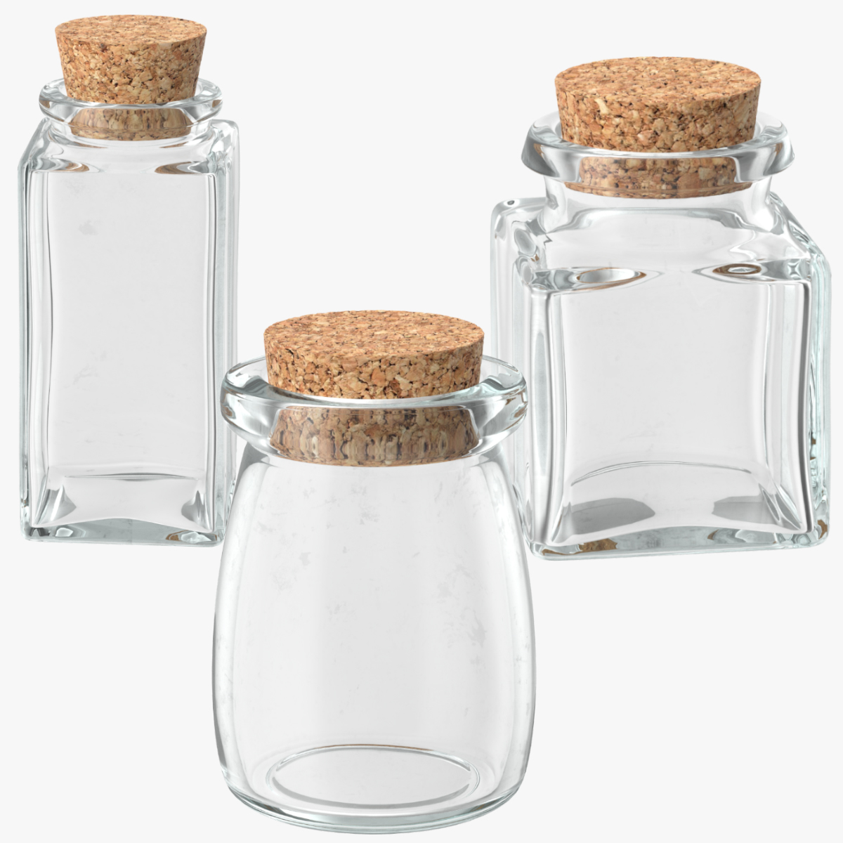 3d glass jars cork stoppers