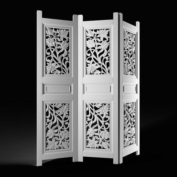 3d model folding screen carved