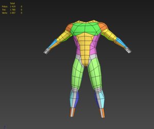 3d model topology man rigged skinned