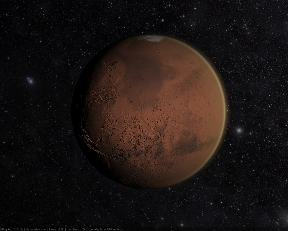 3d model of realistic mars planet atmosphere