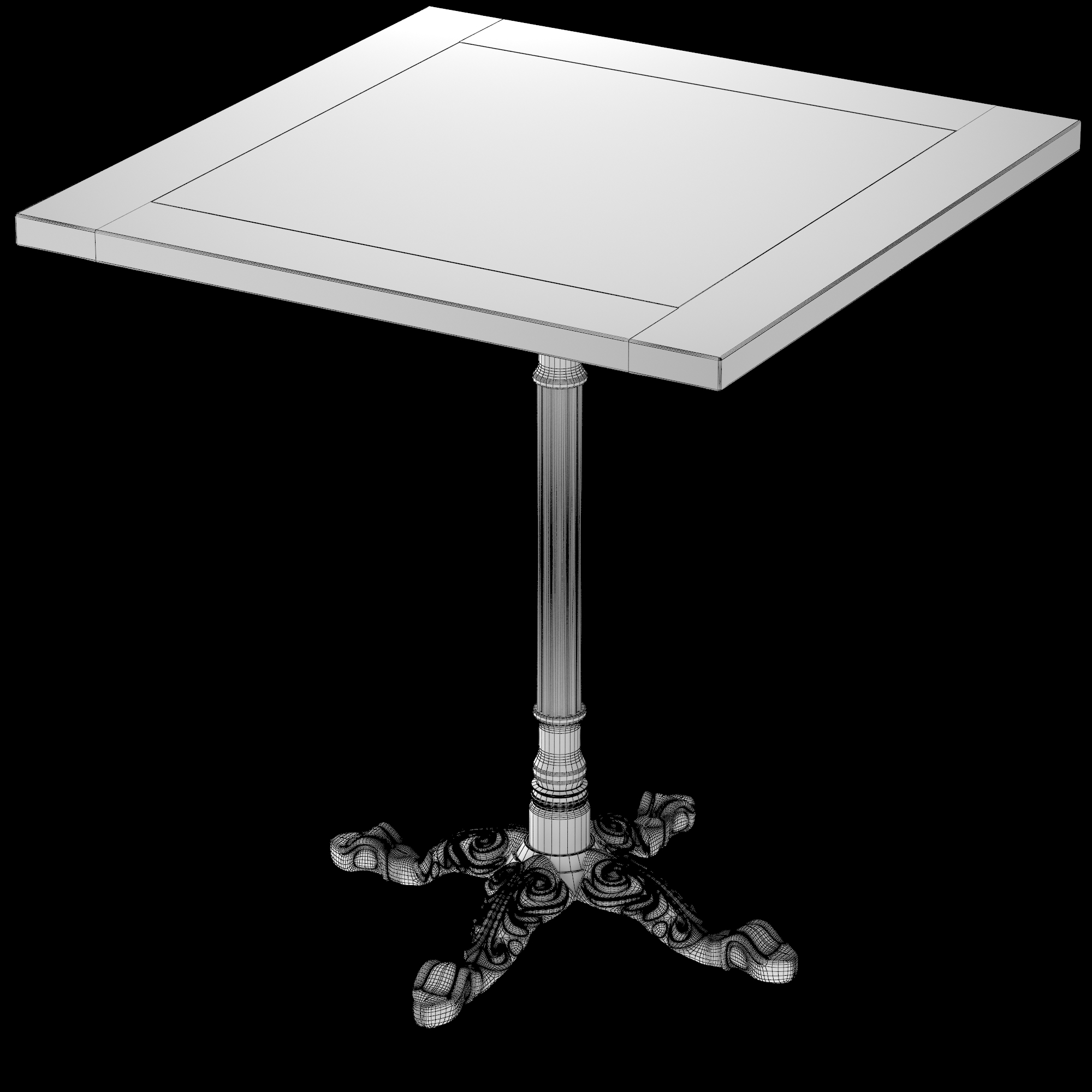 cast iron wood restaurant table obj