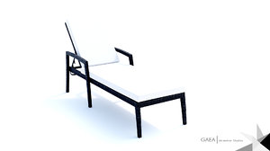 3d model beliani wicker outdoor lounge chair