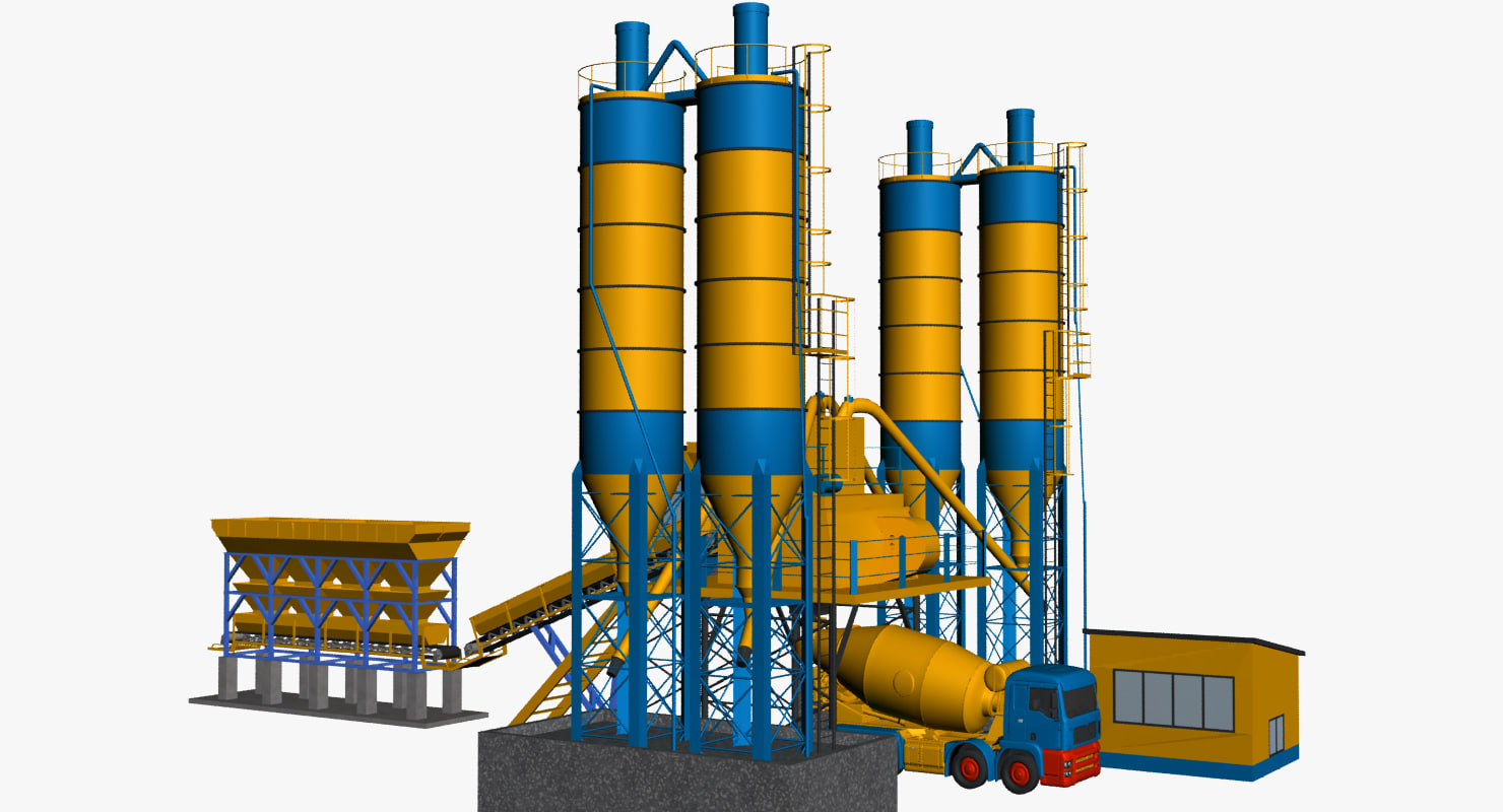 3d concrete mixer plant model