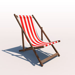 3d model deck chair - red