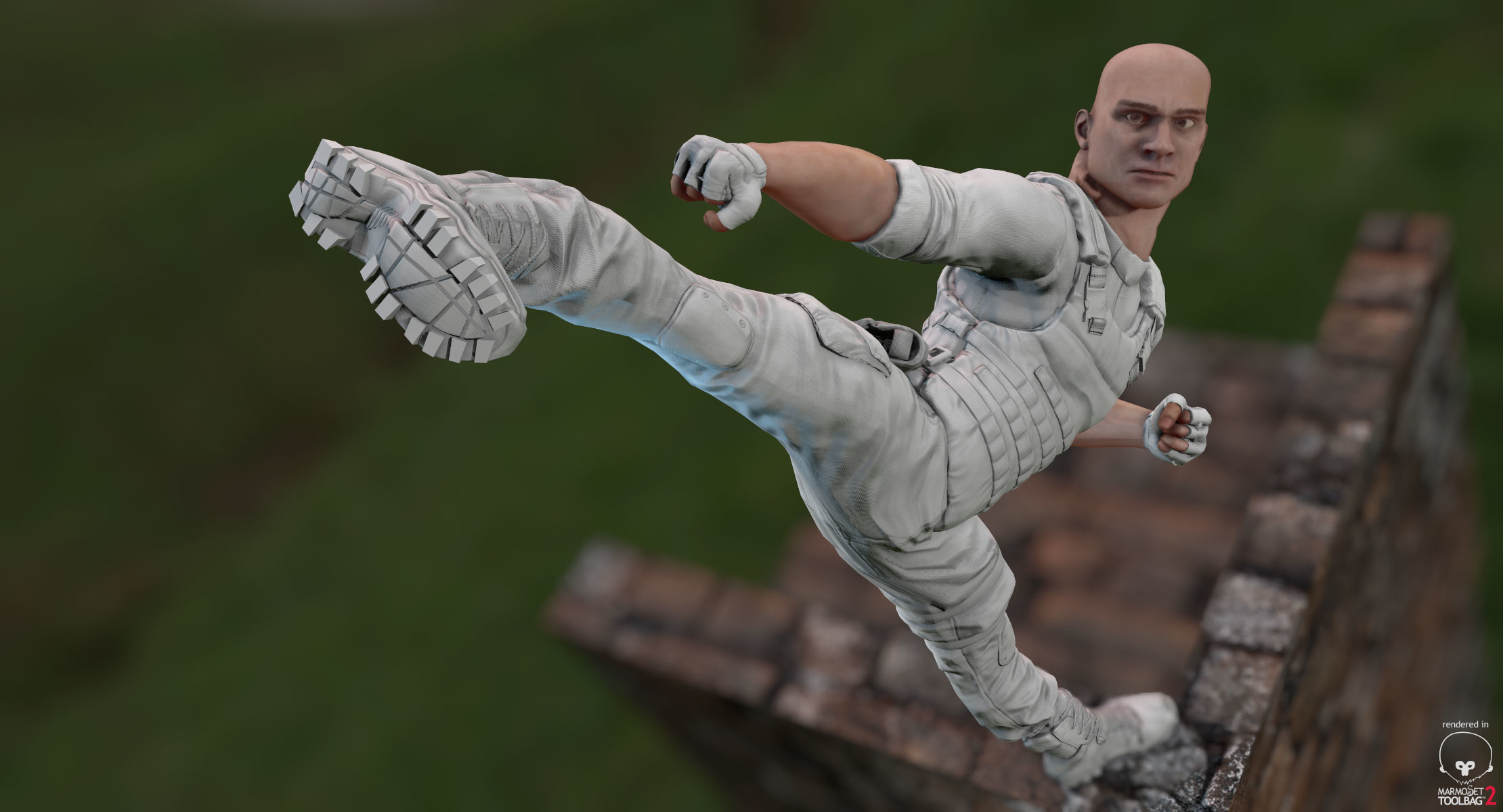 rigged pbr game ready男士兵猎人好战准军事3d模型