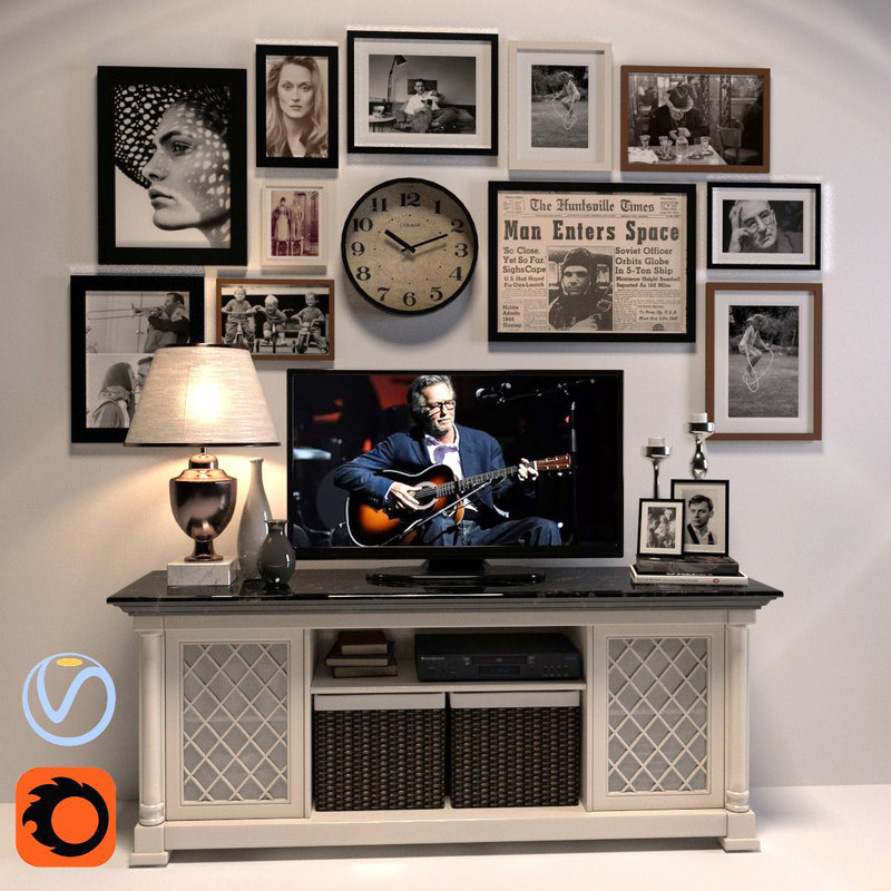 tv console decorative set 3d model