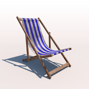 deck chair - blue 3d model