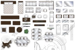 2d floorplan furniture, top-down view.