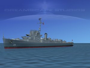 3d model guns buckley class destroyer