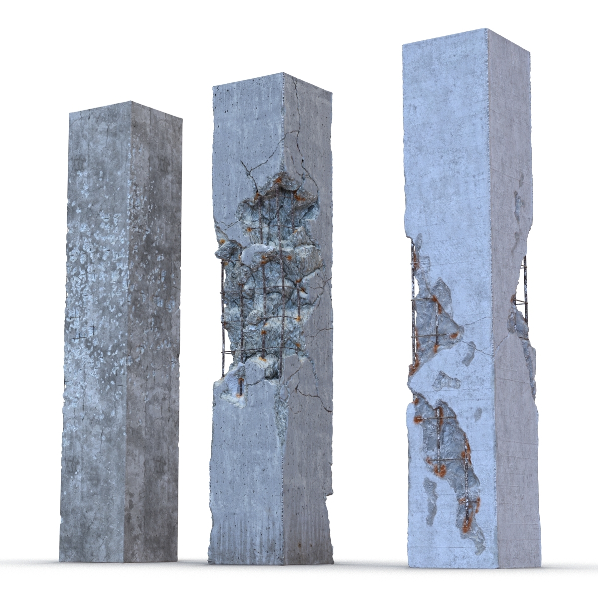 concrete pillars set obj