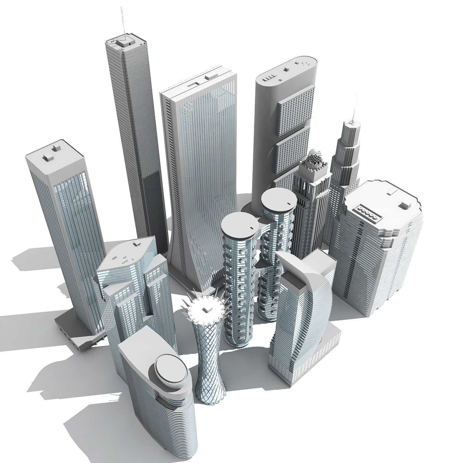 12座摩天大楼和建筑物3d模型