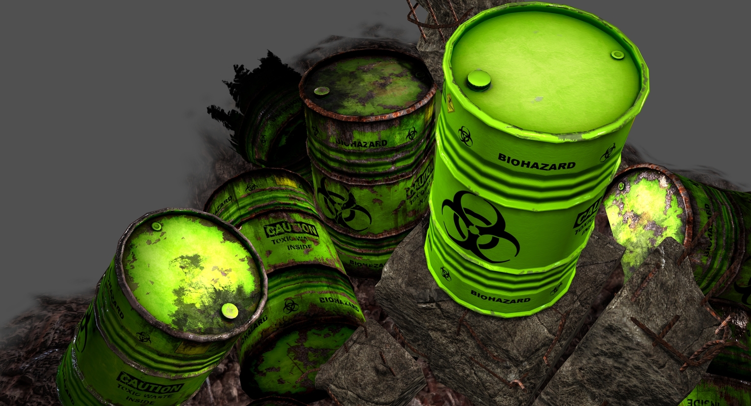 3d model barrel toxic waste