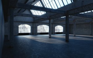 3d blend warehouse interior
