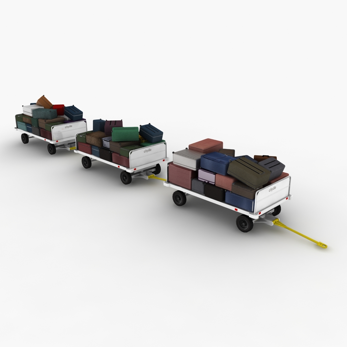 3d clyde baggage carts loaded model