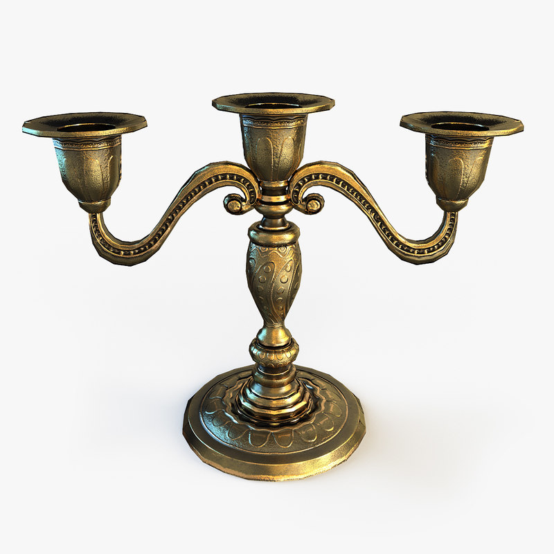 brass candle holder 3 3d model