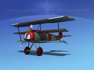 triplanes fokker dr-1 fighter 3d model