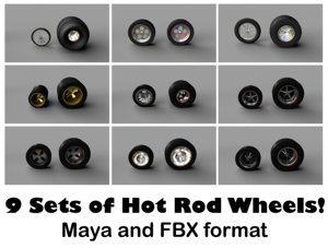hot rod wheels 3d fbx