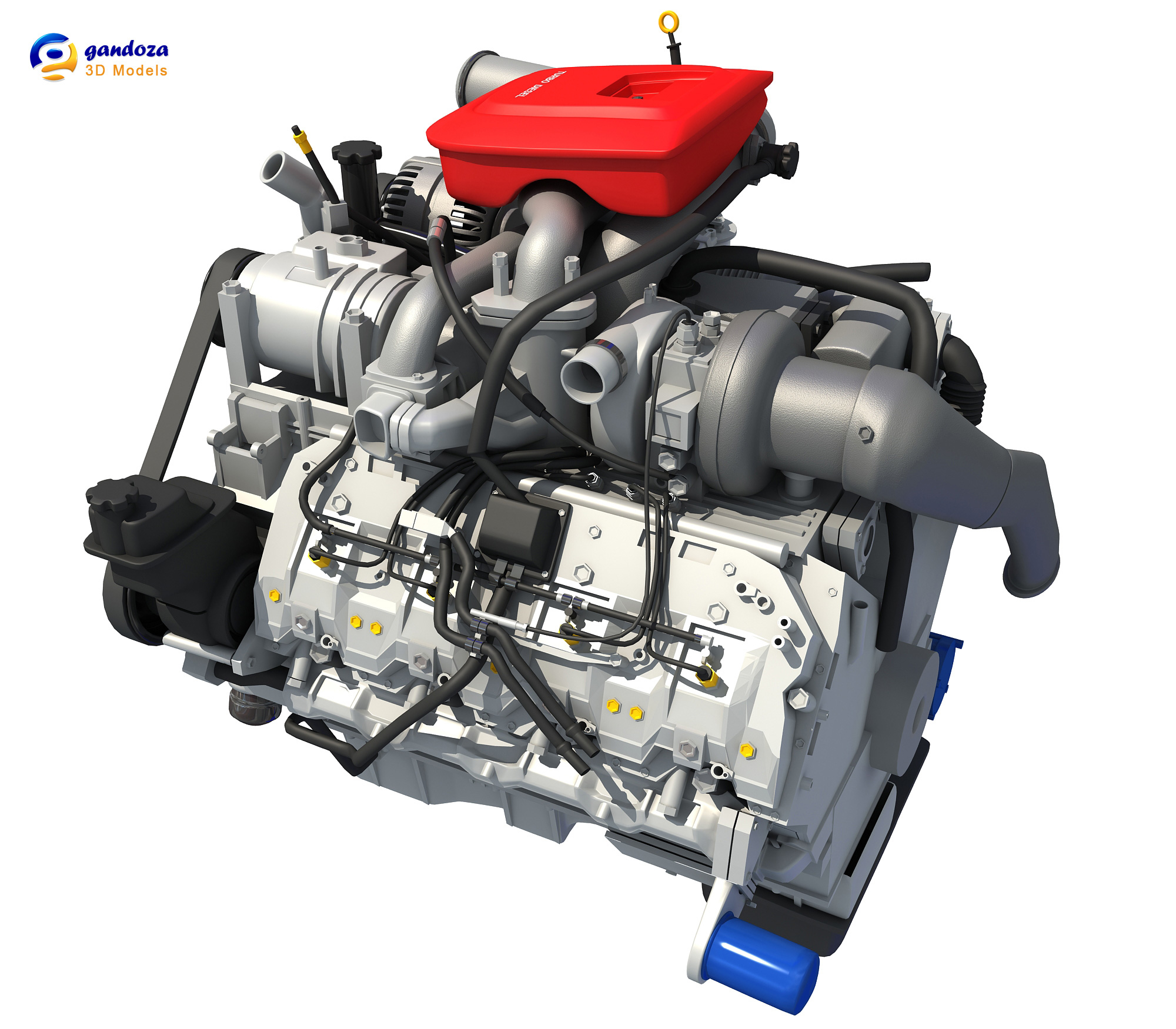 car engine modeled 3d model