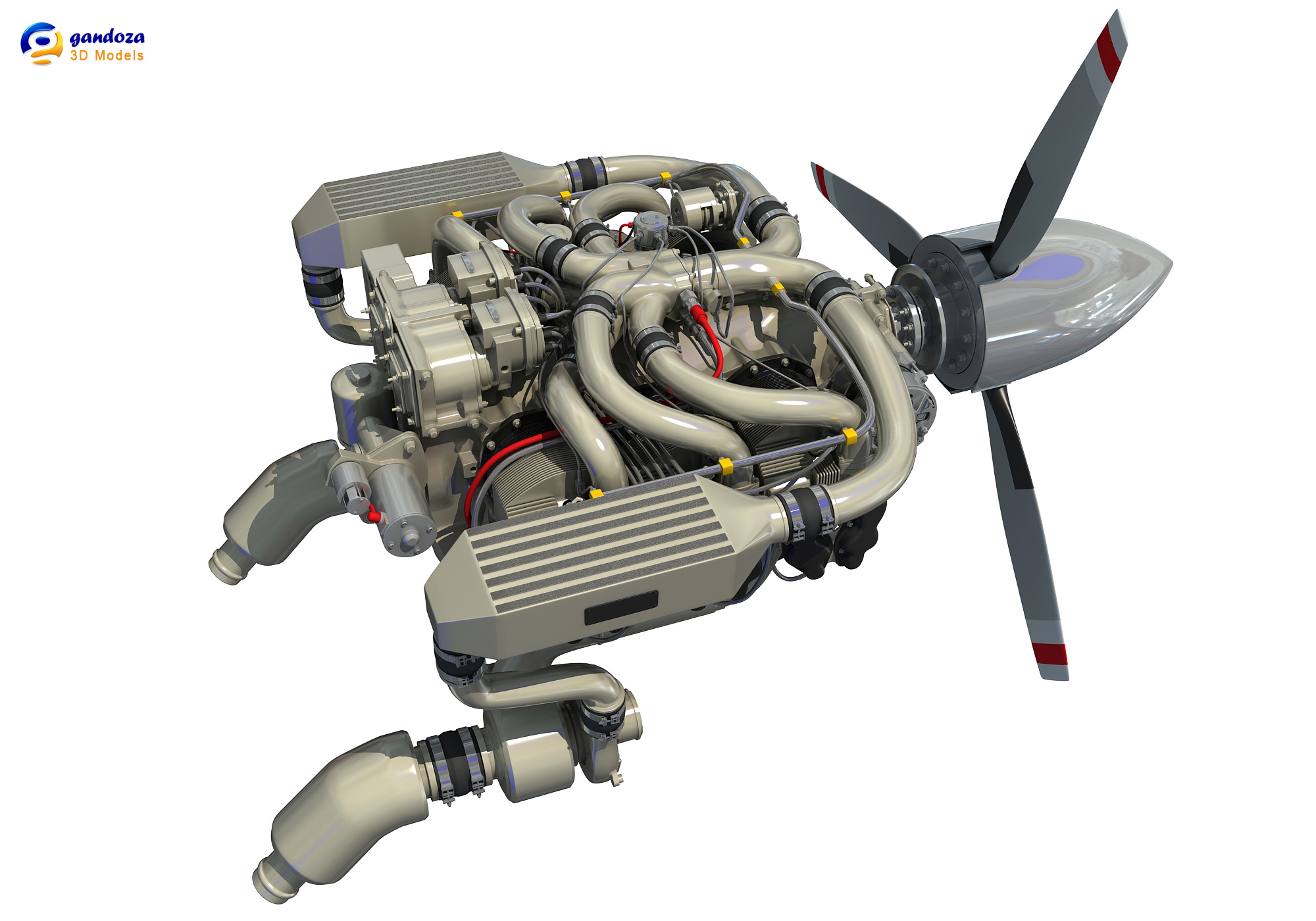 continental io-550 aircraft engine 3d max