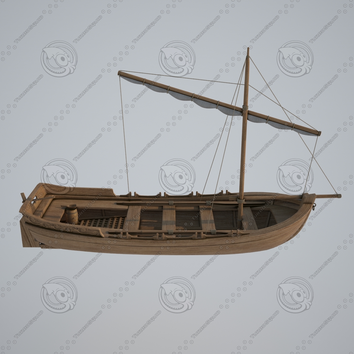 medieval sailing boat 3d model