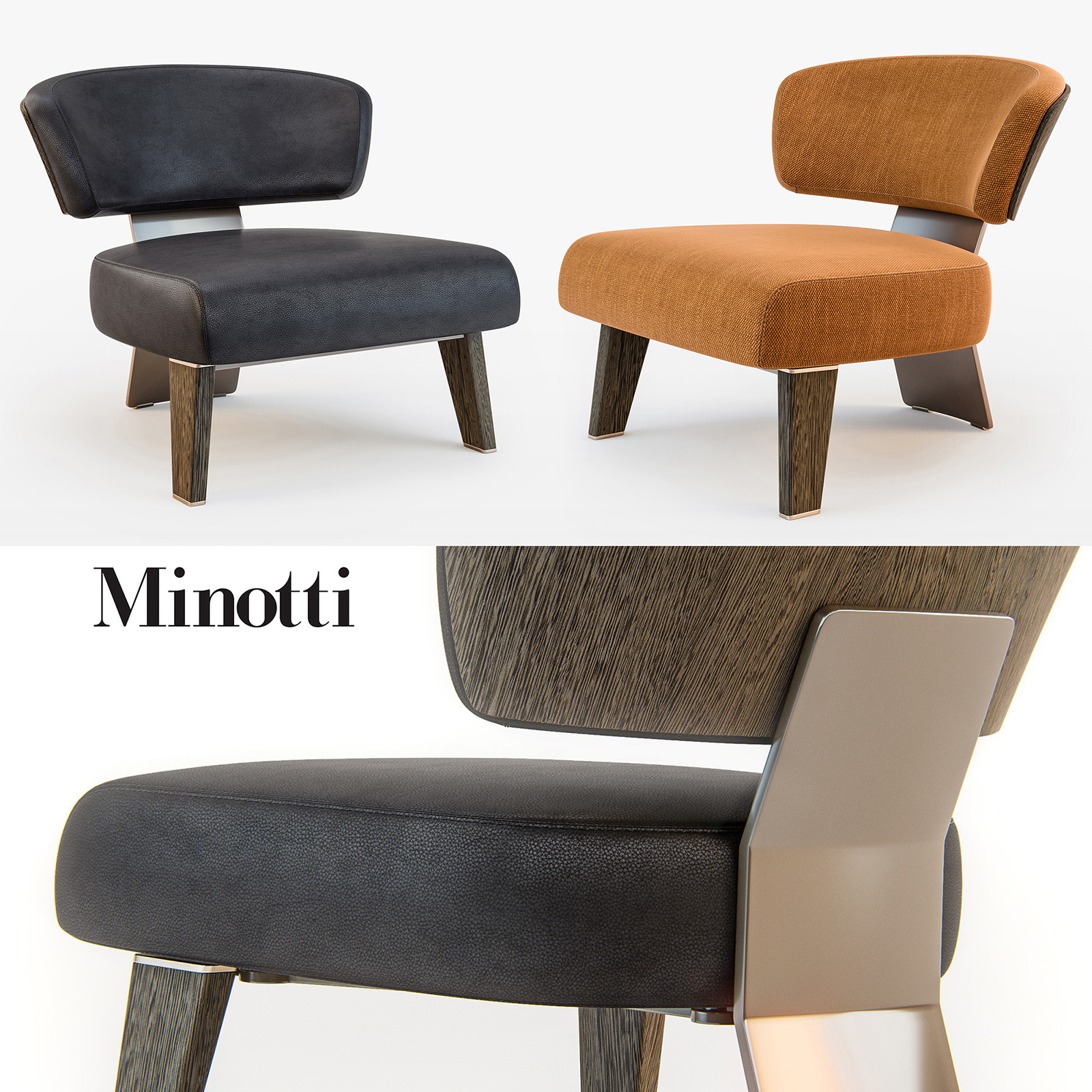3d max minotti creed armchair wood