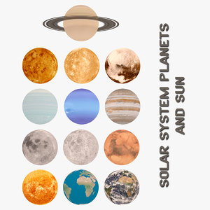 3d model of solar planets sun