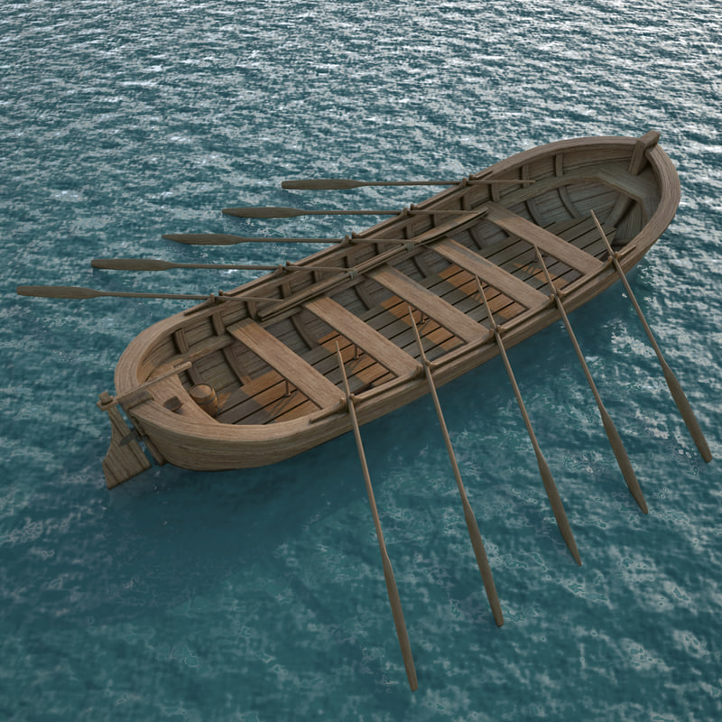 medieval rowboat 3d model