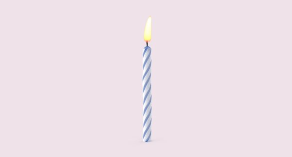 3d Model Of Blue Birthday Candle