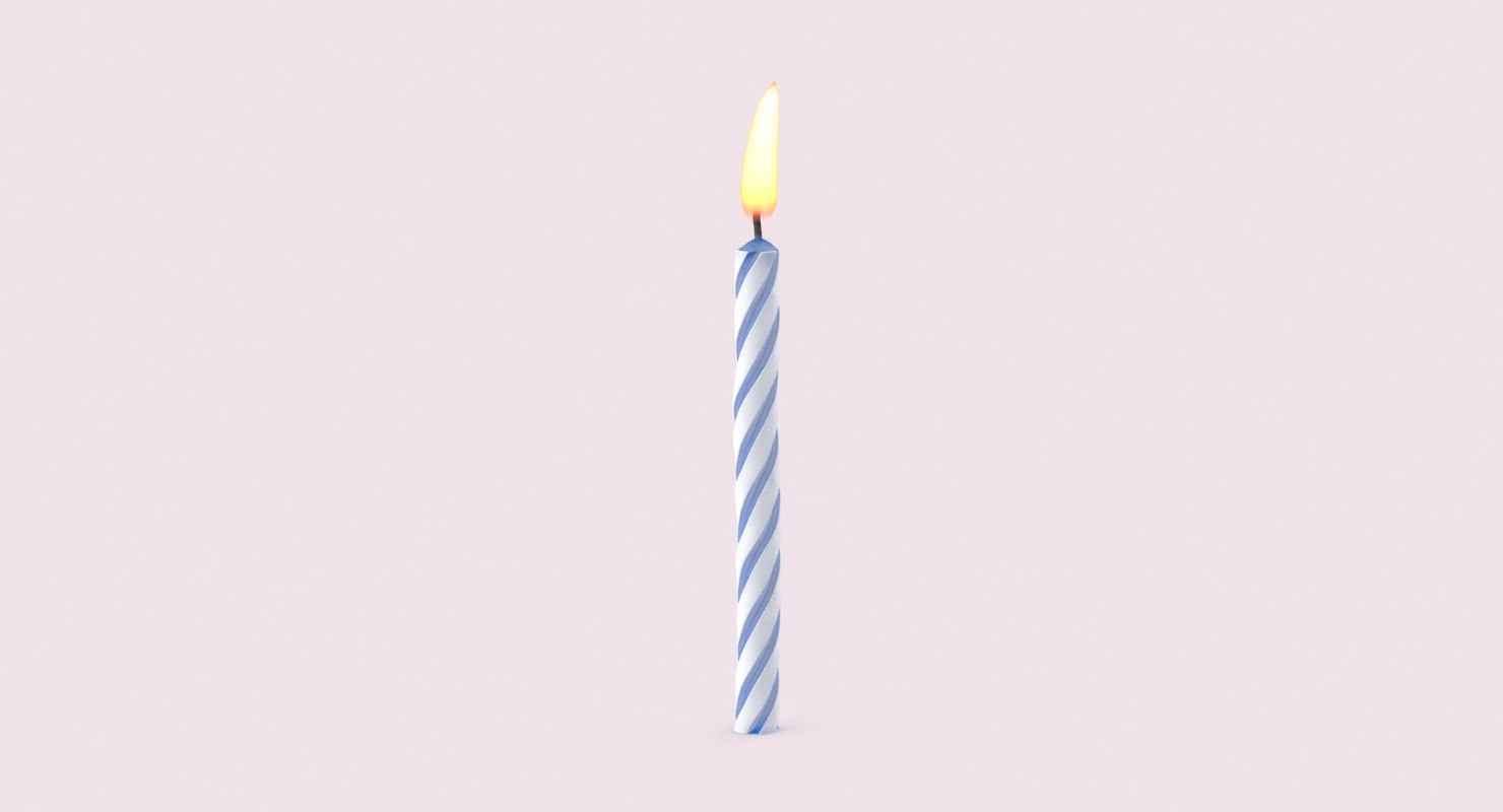 3d Model Of Blue Birthday Candle