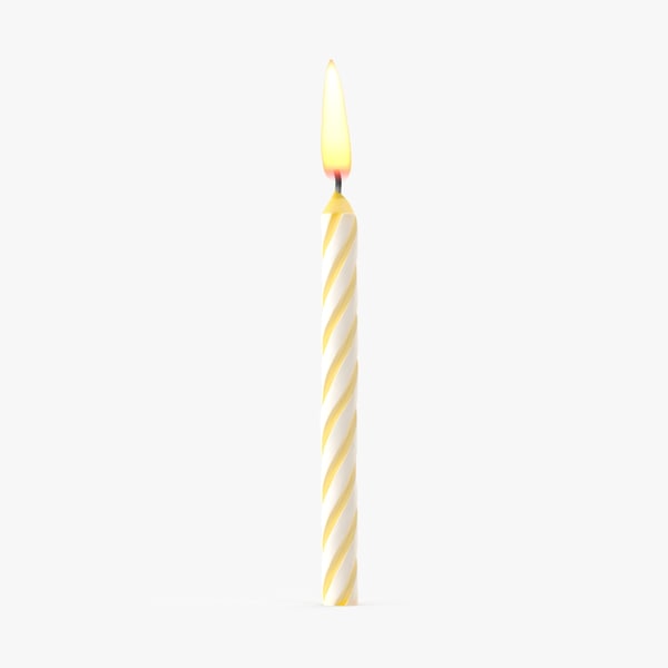 3d yellow birthday candle 1