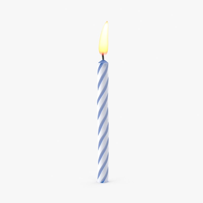 3d model of blue birthday candle