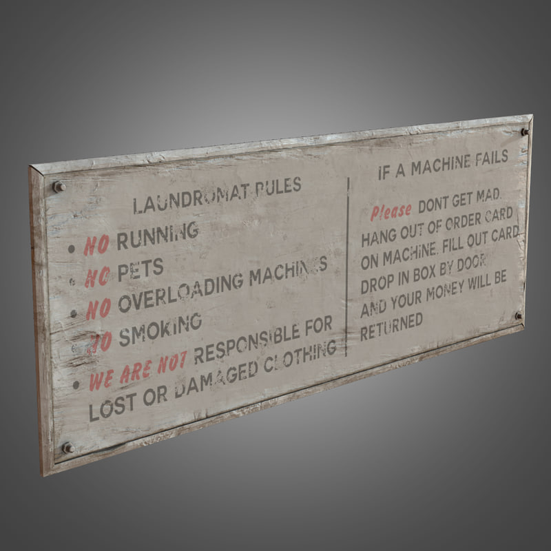 laundromat rules sign 3d model