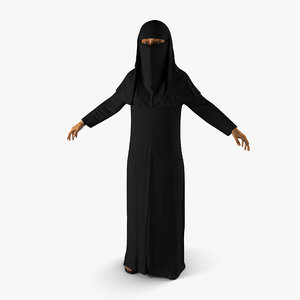 3d arabian woman black abaya