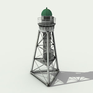 white metal lighthouse - 3d model