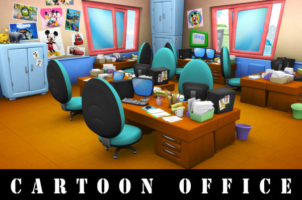 cartoon office 3d model